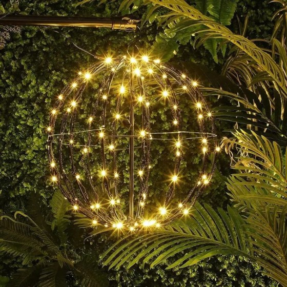 Luces LED para decoración al aire libre, cadena de bolas de ratán, lám