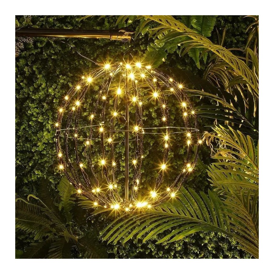 Luces LED para decoración al aire libre, cadena de bolas de ratán, lám