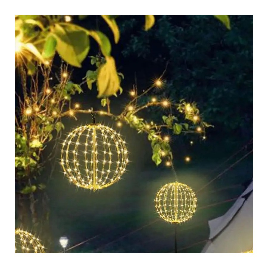 Luces LED para decoración al aire libre, cadena de bolas de ratán, lám