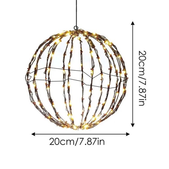 Luces LED para decoración al aire libre, cadena de bolas de ratán, lám