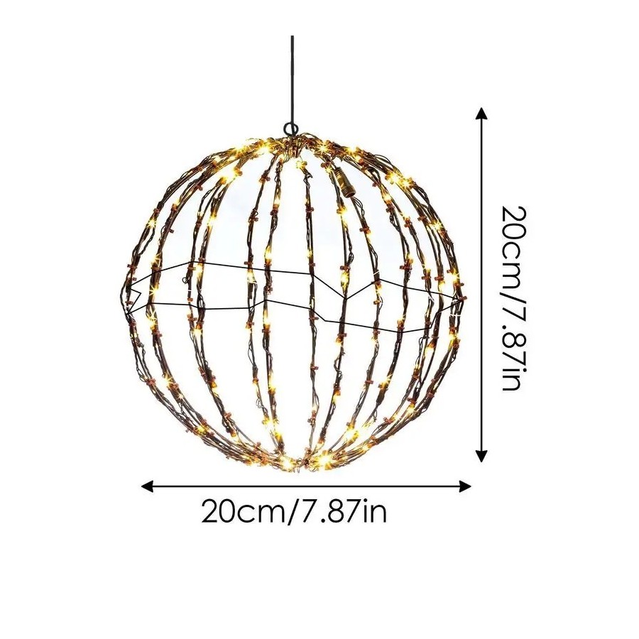 Luces LED para decoración al aire libre, cadena de bolas de ratán, lám