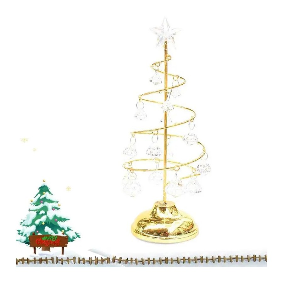 Árbol de Navidad iluminado de acrílico, lámpara de cristal decorativa 