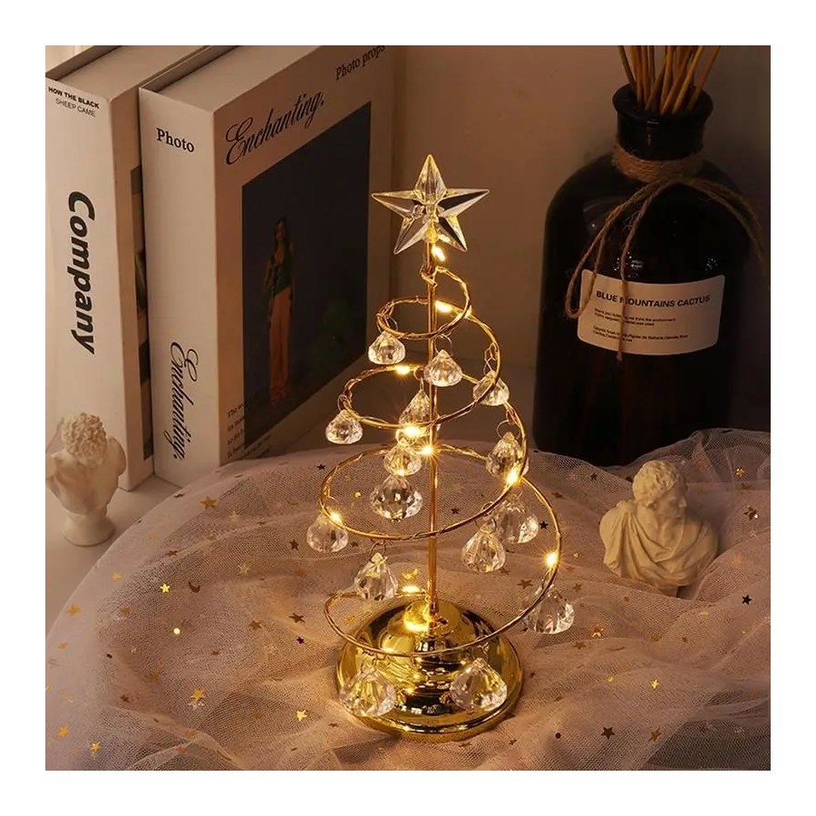Árbol de Navidad iluminado de acrílico, lámpara de cristal decorativa 