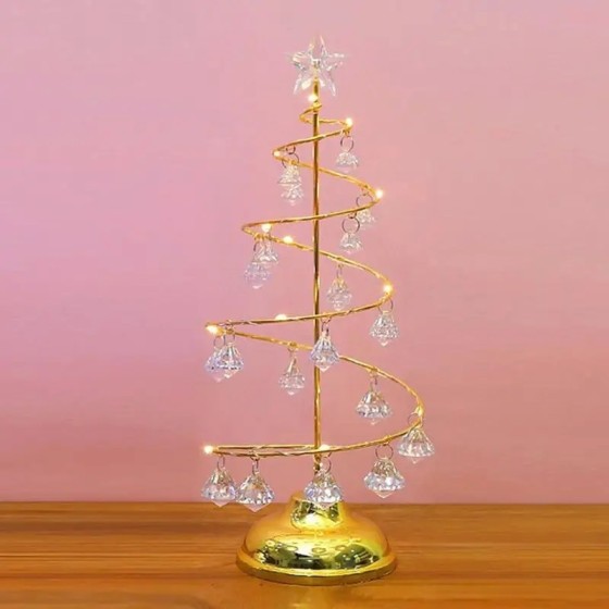 Árbol de Navidad iluminado de acrílico, lámpara de cristal decorativa 
