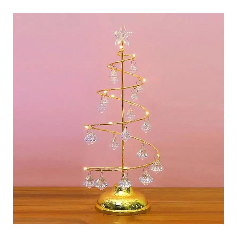 Árbol de Navidad iluminado de acrílico, lámpara de cristal decorativa 