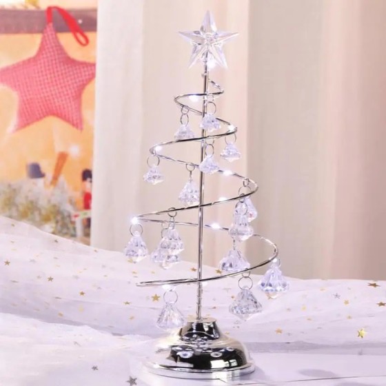 Árbol de Navidad iluminado de acrílico, lámpara de cristal decorativa 