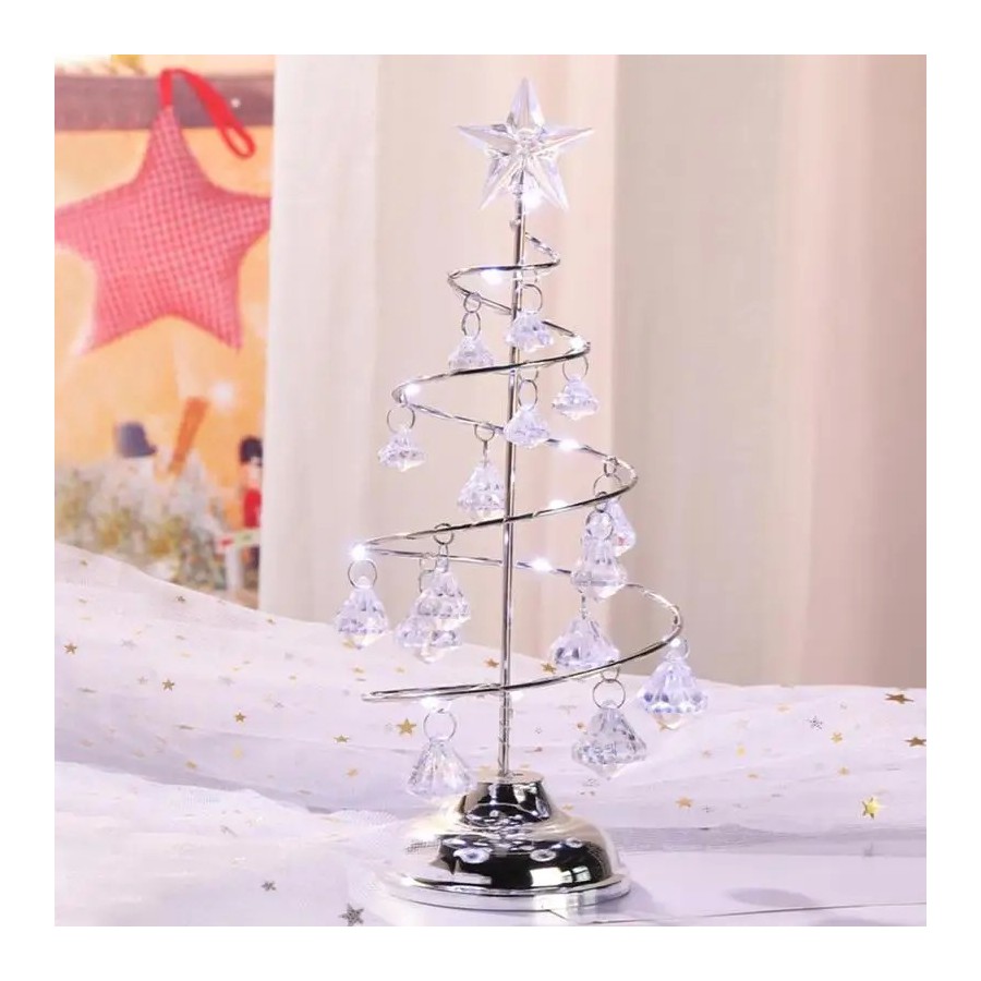 Árbol de Navidad iluminado de acrílico, lámpara de cristal decorativa 