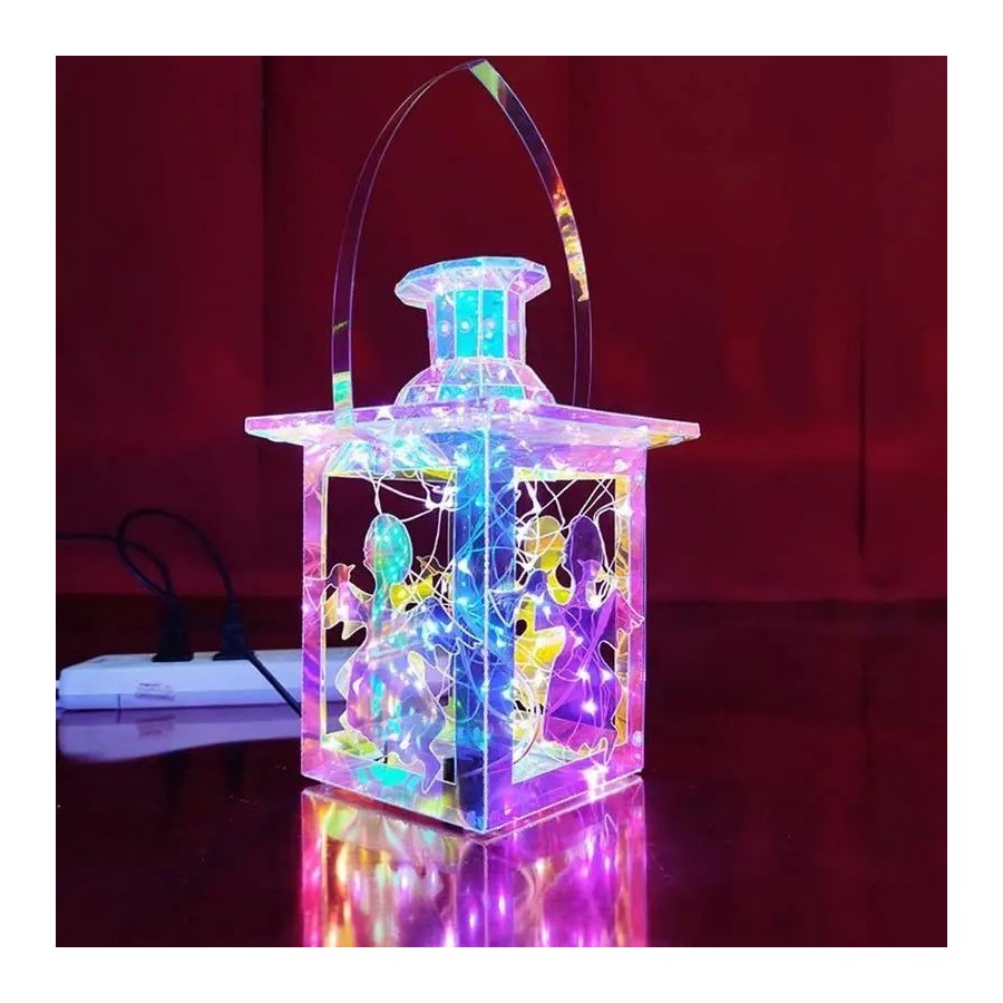Luces LED decorativas portátiles cuadradas de Navidad, lámpara colorid