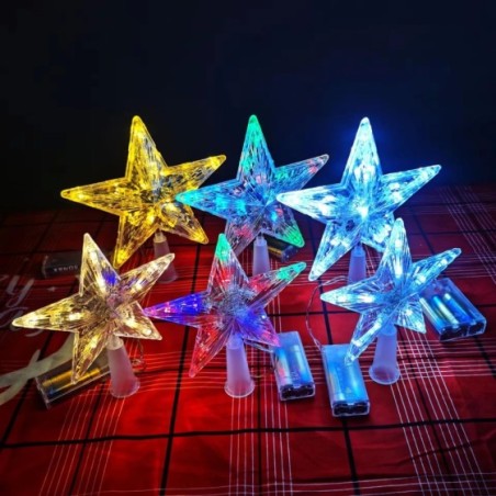 Adornos navideños transparentes para el hogar, adornos navideños, estrella de cinco puntas, adornos navideños