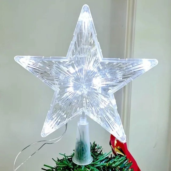 Adornos para árbol de Navidad, lámpara de luz LED de estrellas superio Adornos para árbol de Navidad, lámpara de luz LED de estrellas superio