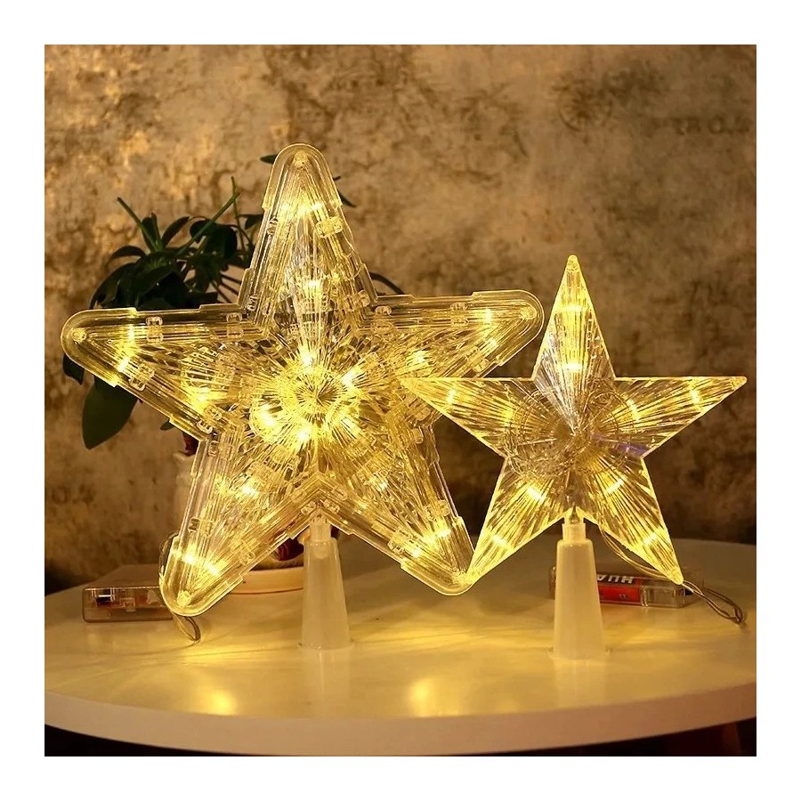 Adornos para árbol de Navidad, lámpara de luz LED de estrellas superio Adornos para árbol de Navidad, lámpara de luz LED de estrellas superio