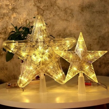 Adornos para árbol de Navidad, lámpara de luz LED de estrellas superiores, decoraciones para el hogar, árboles de Navidad, Año N