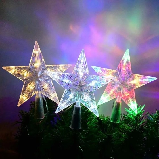 Adornos para árbol de Navidad, lámpara de luz LED de estrellas superio Adornos para árbol de Navidad, lámpara de luz LED de estrellas superio