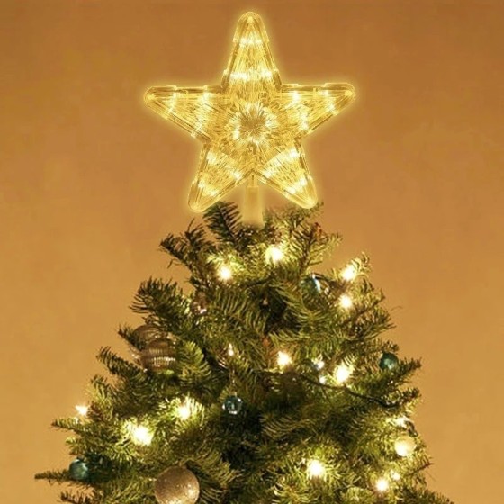 Adornos para árbol de Navidad, lámpara de luz LED de estrellas superio Adornos para árbol de Navidad, lámpara de luz LED de estrellas superio