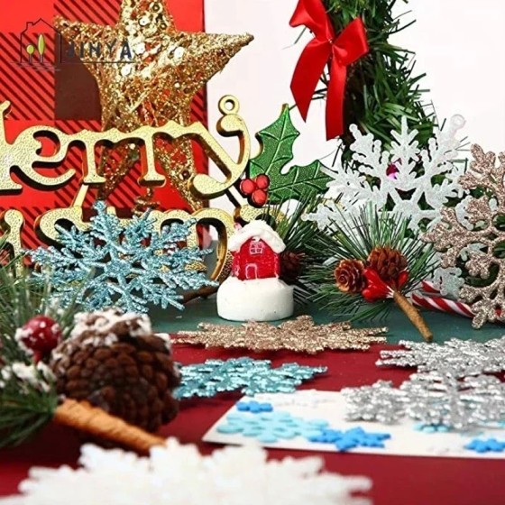 Paquete de 24/12/6 piezas de copos de nieve para decoración de árbol d
