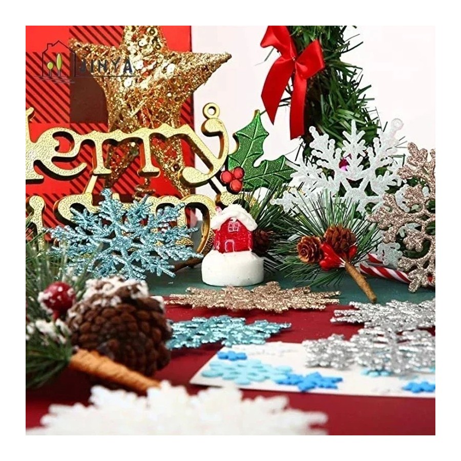 Paquete de 24/12/6 piezas de copos de nieve para decoración de árbol d