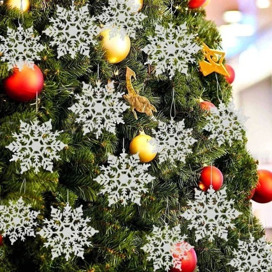 Paquete de 24/12/6 piezas de copos de nieve para decoración de árbol d