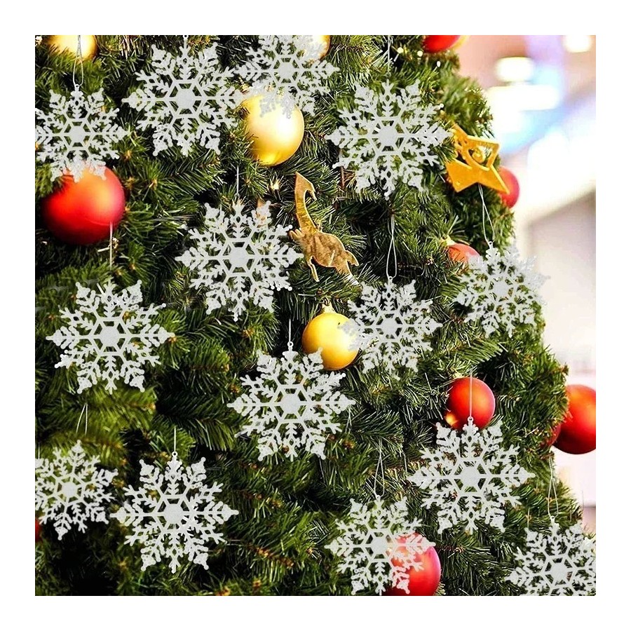 Paquete de 24/12/6 piezas de copos de nieve para decoración de árbol d