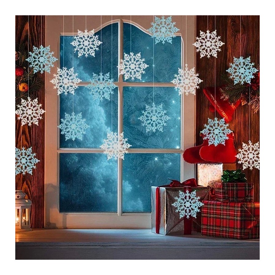 Paquete de 24/12/6 piezas de copos de nieve para decoración de árbol d