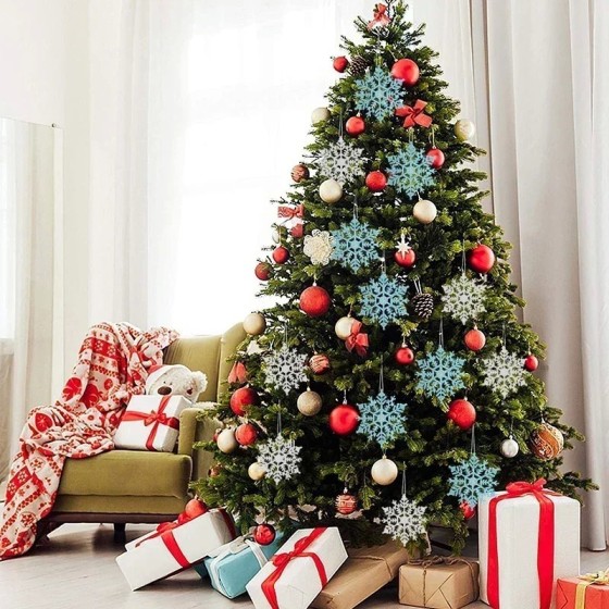 Paquete de 24/12/6 piezas de copos de nieve para decoración de árbol d