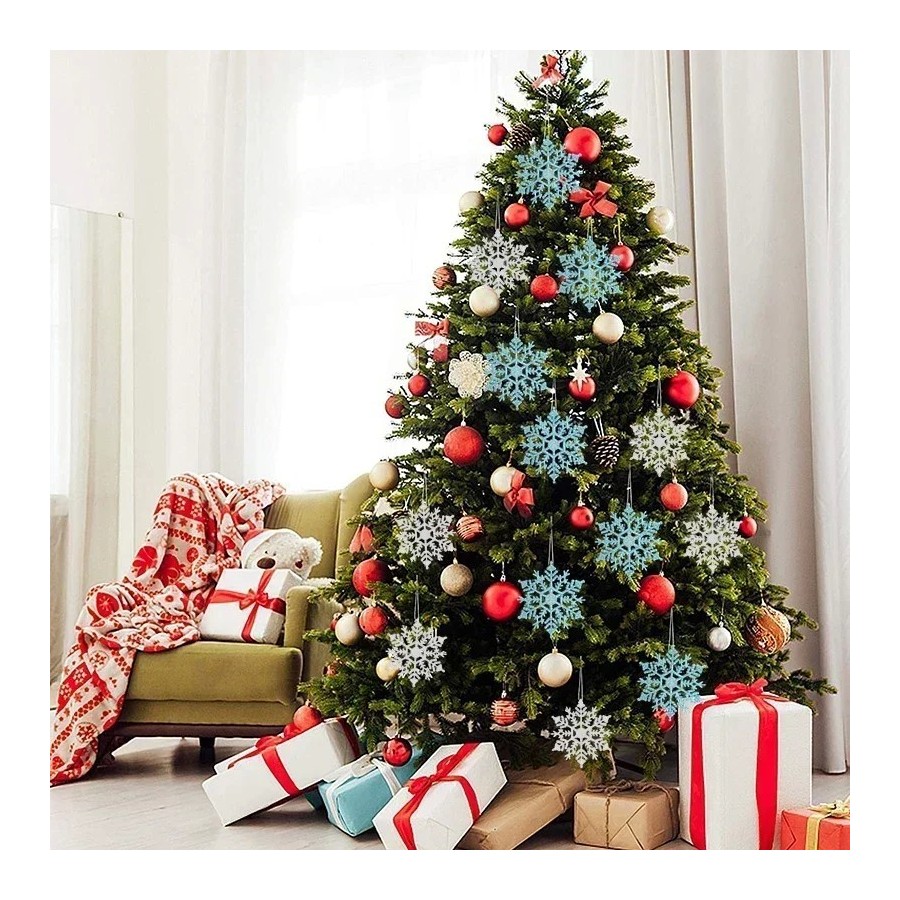 Paquete de 24/12/6 piezas de copos de nieve para decoración de árbol d