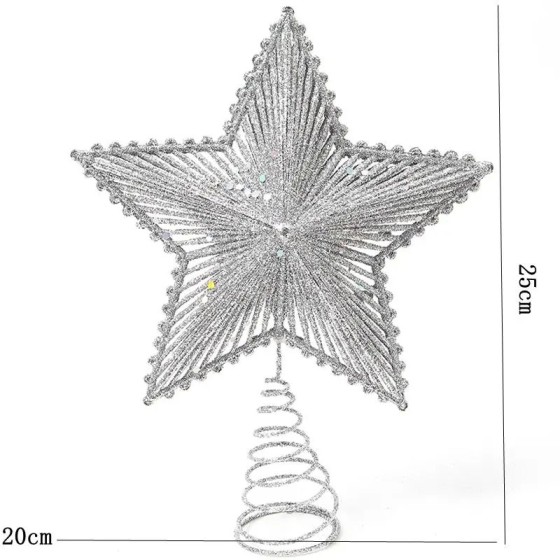 Adorno de estrella de hierro con purpurina roja para árbol de Navidad,