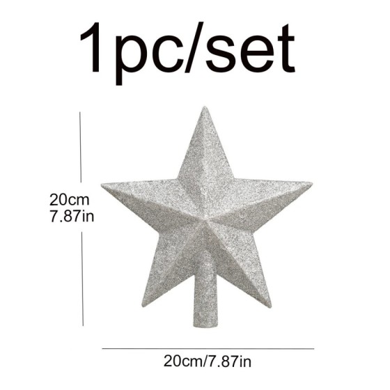 Decoración de estrella de cinco puntas con purpurina, parte superior d