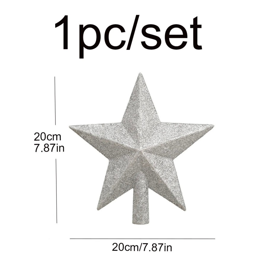 Decoración de estrella de cinco puntas con purpurina, parte superior d