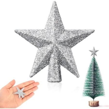 Adorno de estrella de cinco puntas para decoración del hogar, adorno de árbol de Navidad, polvo dorado brillante, Feliz Navidad,