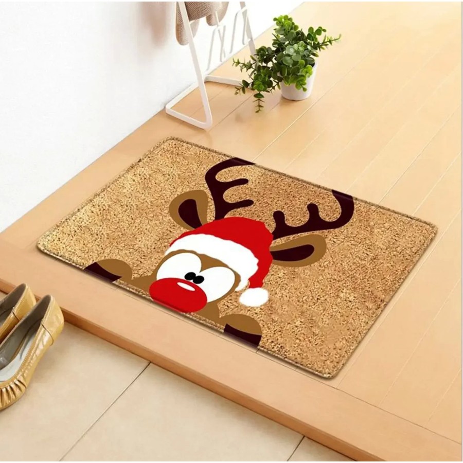 Felpudo de decoración navideña, alfombra de alce de gnomos de Feliz Na