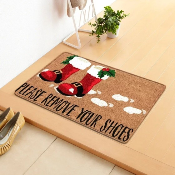 Felpudo de decoración navideña, alfombra de alce de gnomos de Feliz Na