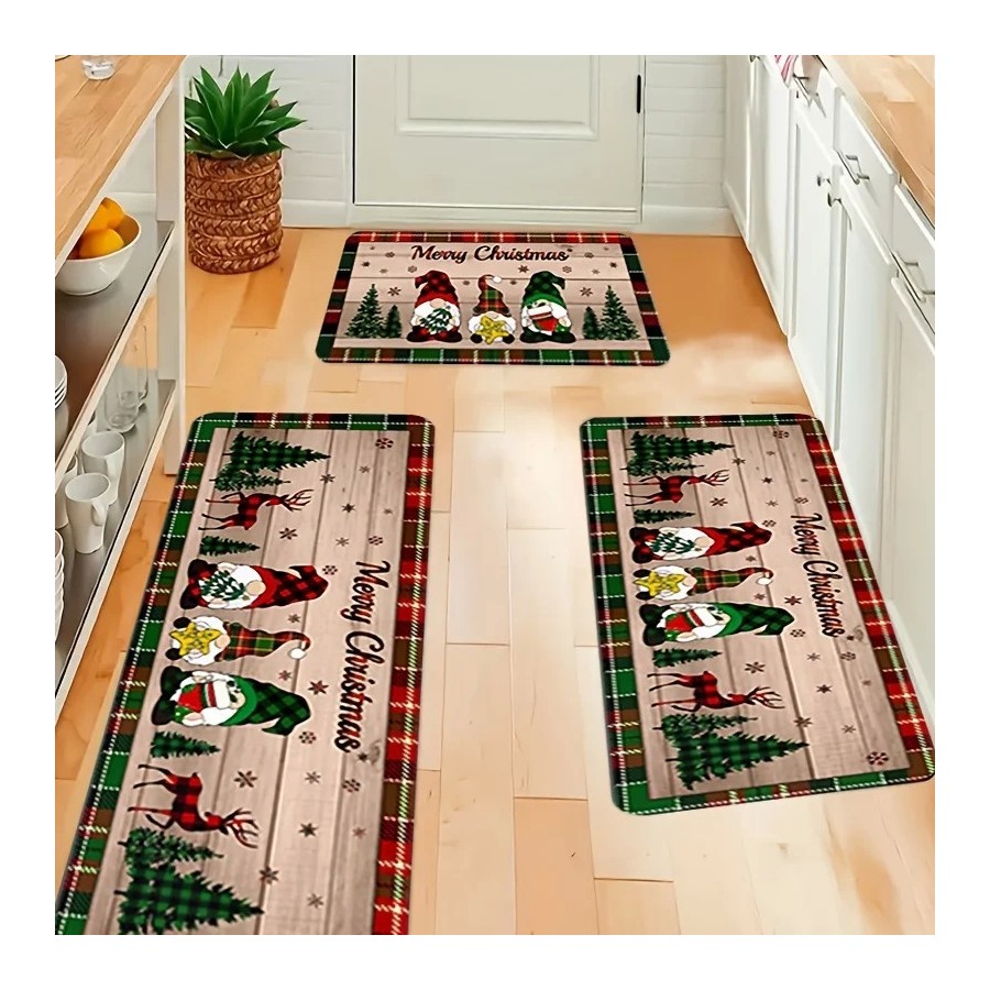 Feliz Navidad Gnomo árbol de Navidad patrón alfombras de cocina sala d