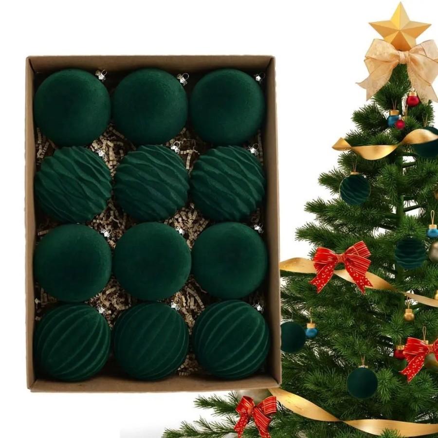 Bola de terciopelo para decoración de árbol de Navidad, adorno colgant