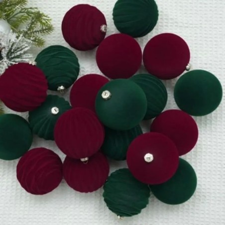 Bola de terciopelo para decoración de árbol de Navidad, adorno colgante, 12 piezas