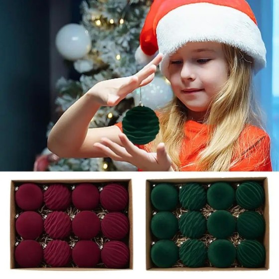 Bola de terciopelo para decoración de árbol de Navidad, adorno colgant
