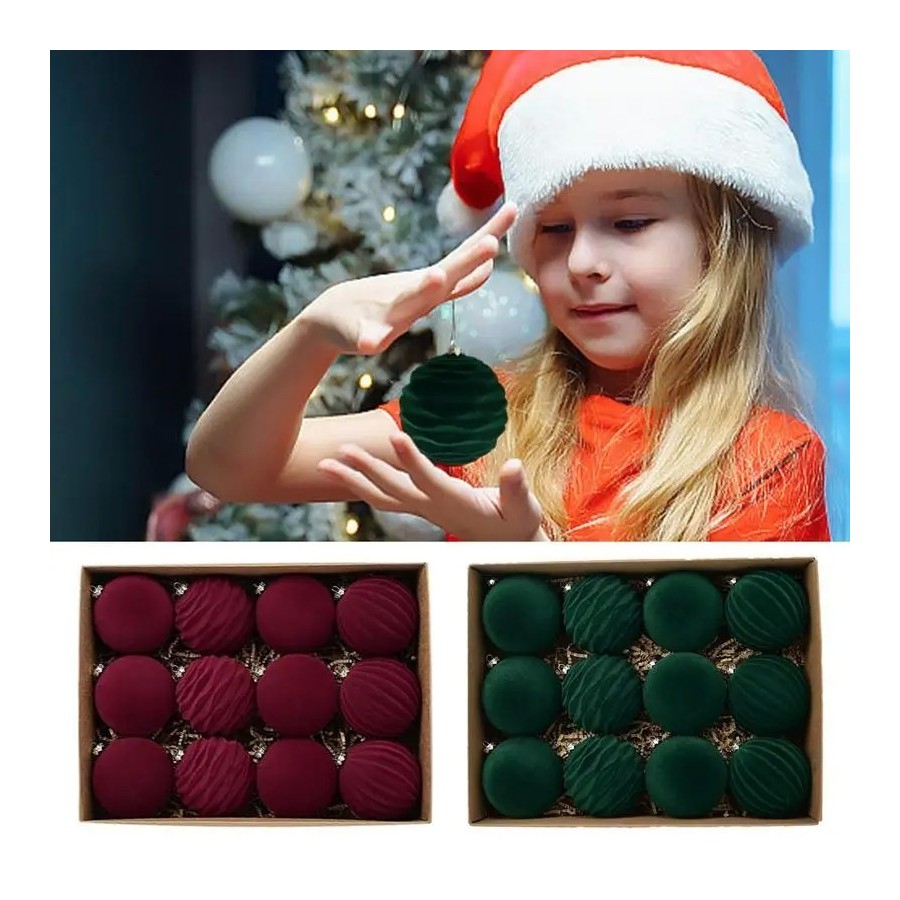 Bola de terciopelo para decoración de árbol de Navidad, adorno colgant