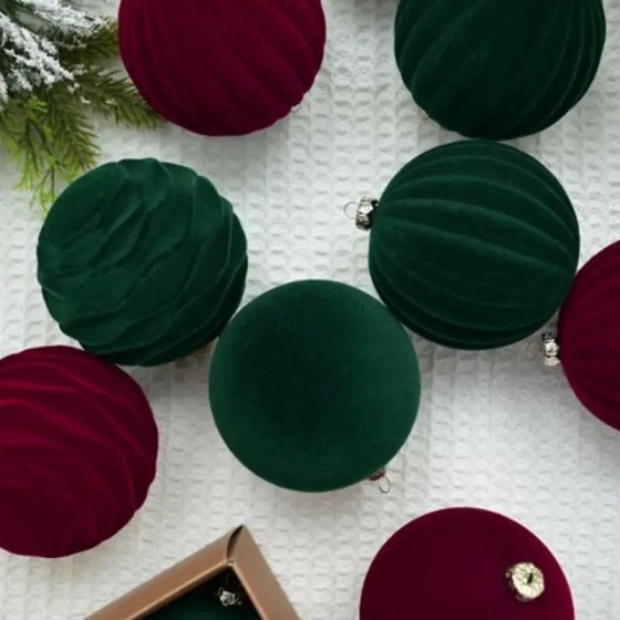 Bola de terciopelo para decoración de árbol de Navidad, adorno colgant