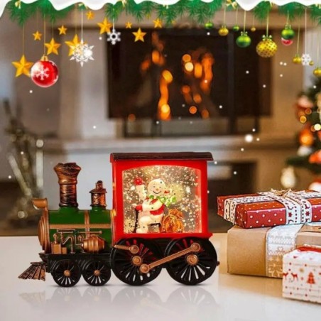 Decoración navideña para el hogar, Papá Noel, muñeco de nieve, tren, globo de nieve, bola de agua, adornos de bolas de cristal, 