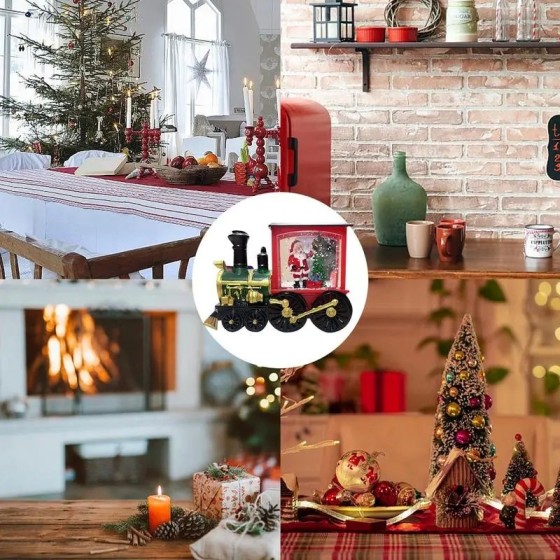Decoración navideña para el hogar, Papá Noel, muñeco de nieve, tren, g