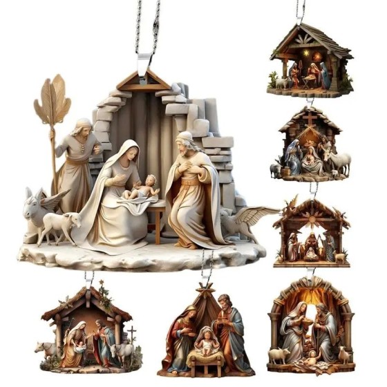 Adornos navideños de presépio, decoración del nacimiento de Jesús, ado