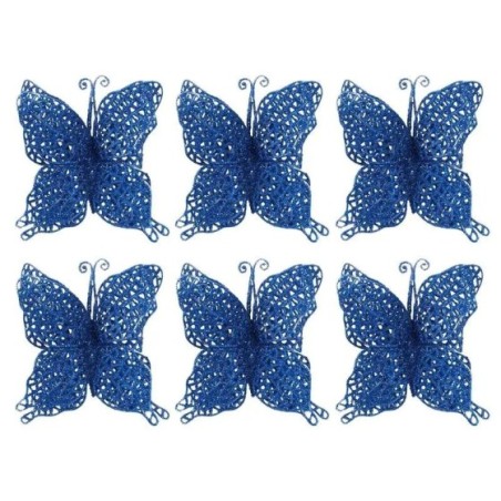 Decoración de mariposa con purpurina, adornos de mariposa ahuecados con Clip, artesanía de mariposa Artificial Linda para árbol 