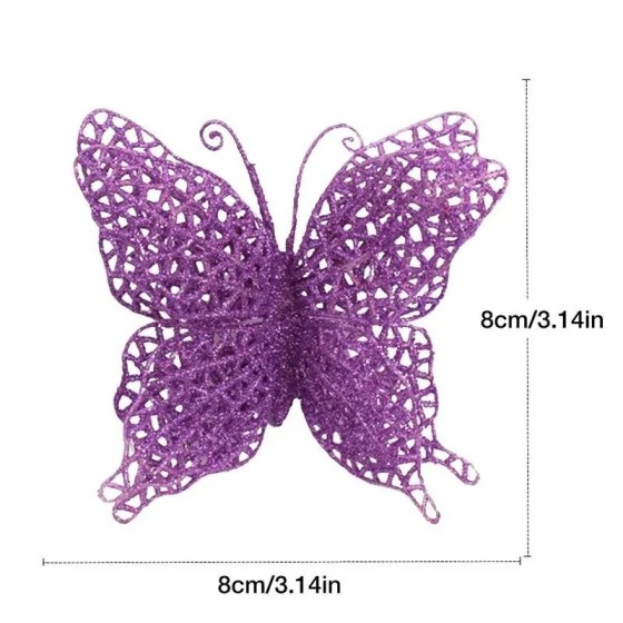 Decoración de mariposa con purpurina, adornos de mariposa ahuecados co