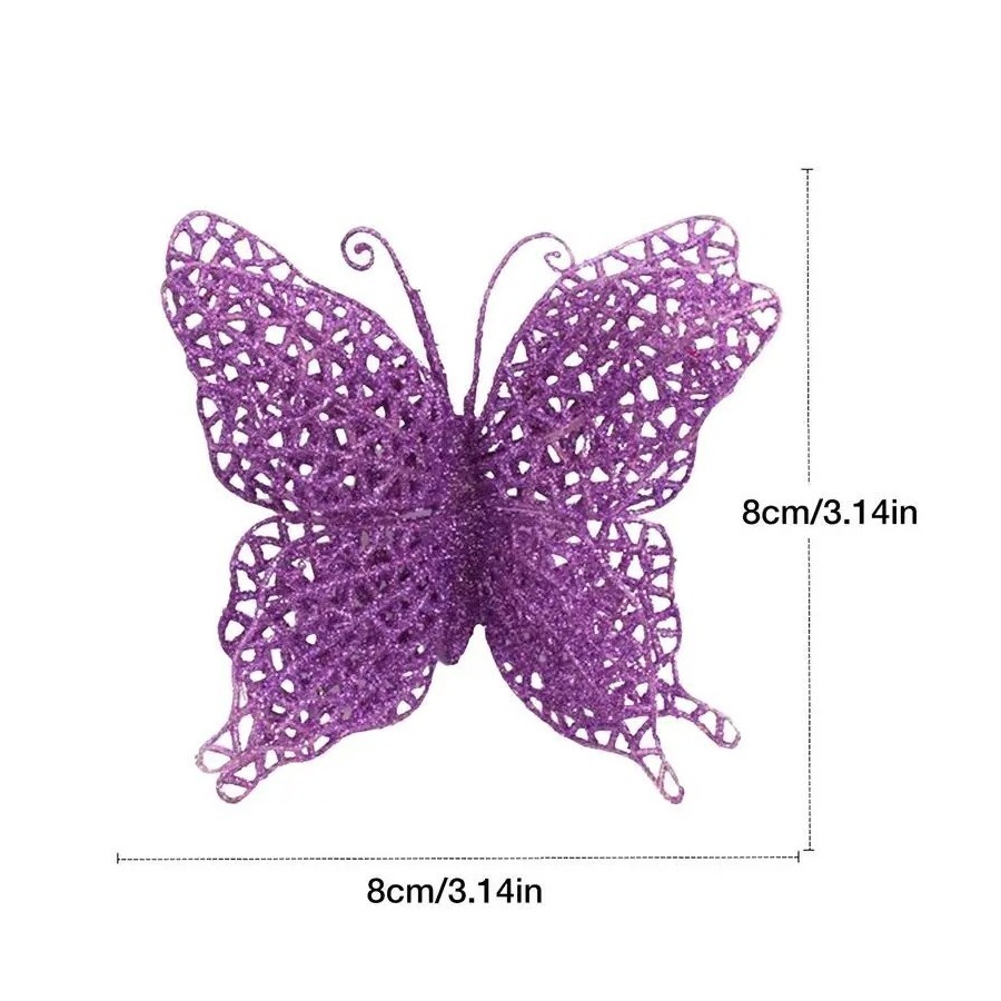 Decoración de mariposa con purpurina, adornos de mariposa ahuecados co