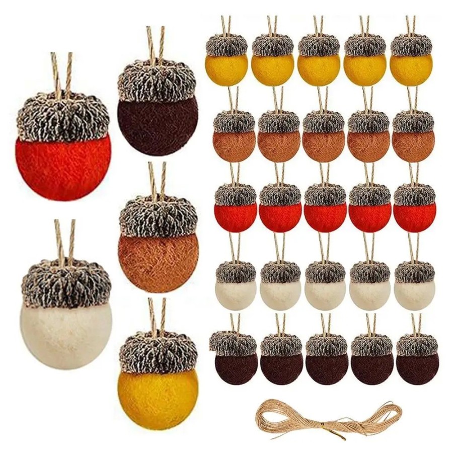 Decoración colgante navideña, adornos de bellota de fieltro, bolas de 