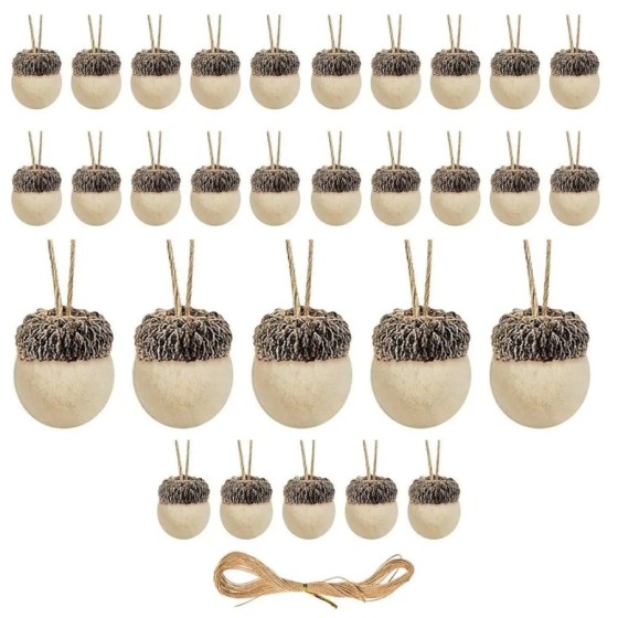 Decoración colgante navideña, adornos de bellota de fieltro, bolas de 