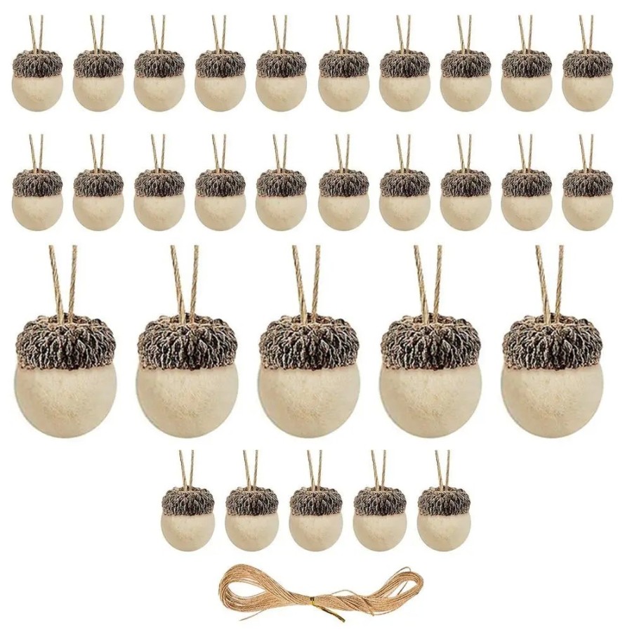 Decoración colgante navideña, adornos de bellota de fieltro, bolas de 