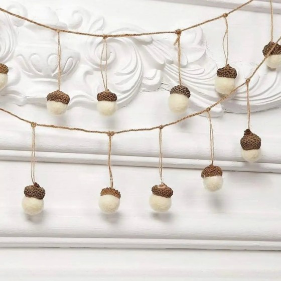 Decoración colgante navideña, adornos de bellota de fieltro, bolas de 