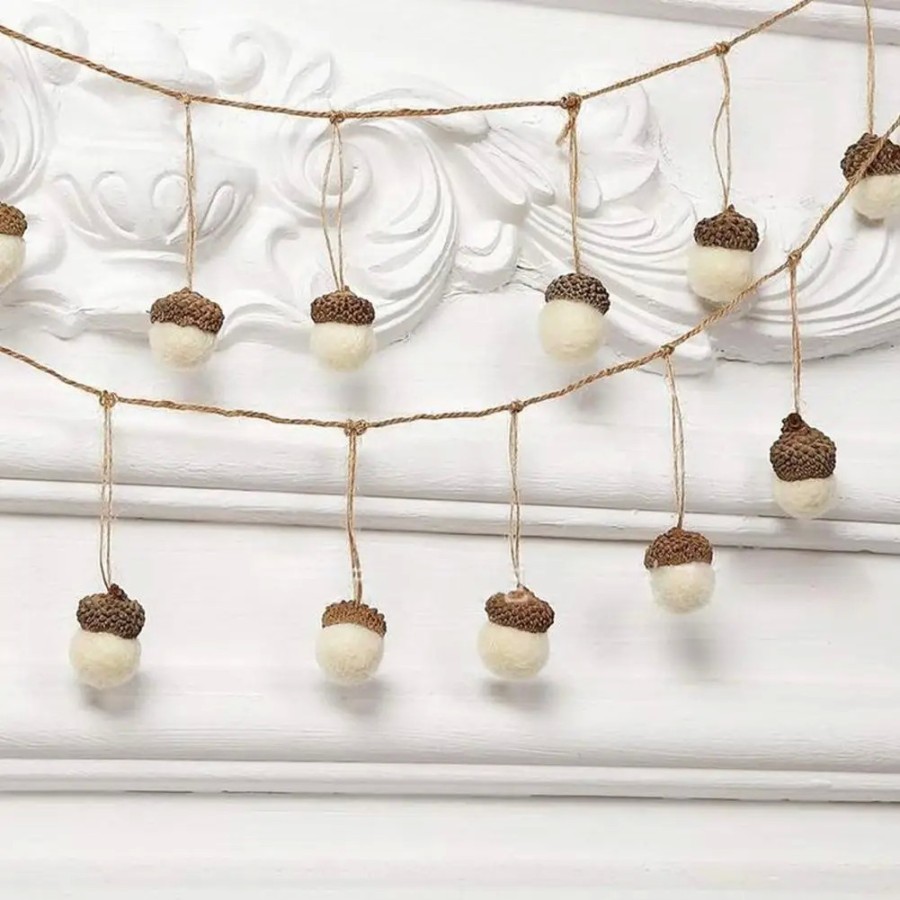 Decoración colgante navideña, adornos de bellota de fieltro, bolas de 