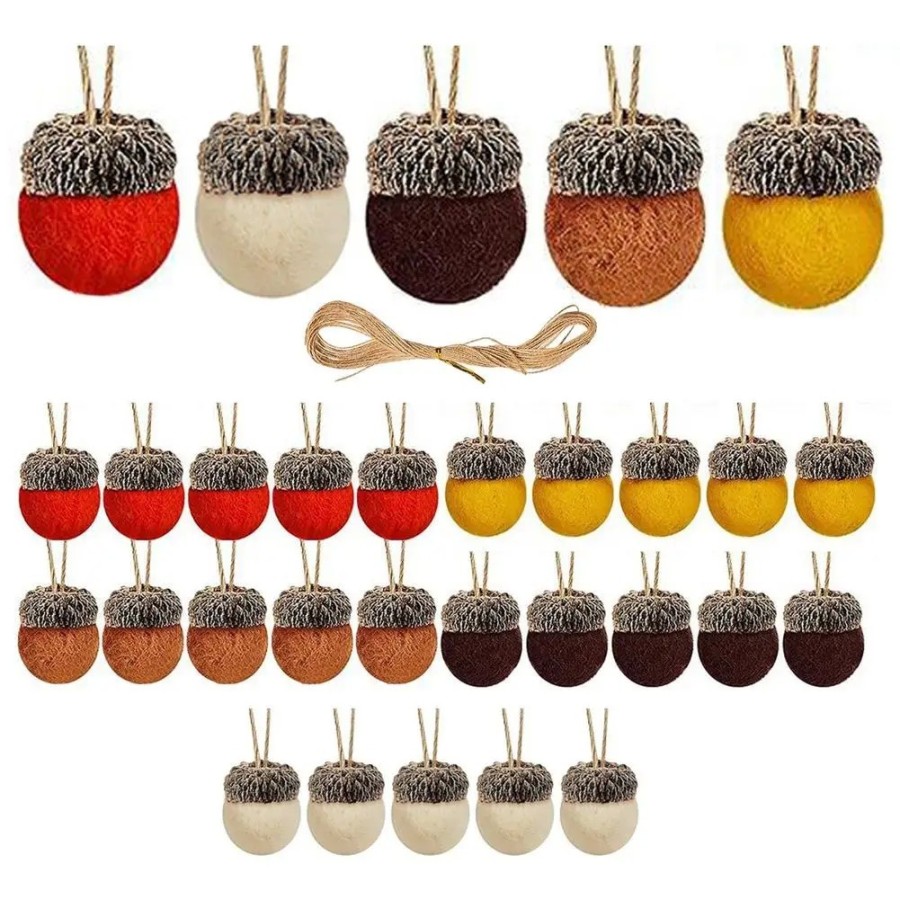 Decoración colgante navideña, adornos de bellota de fieltro, bolas de 