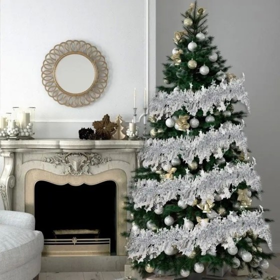 Papel de lentejuelas de 2m, decoraciones para árboles de Navidad, fies